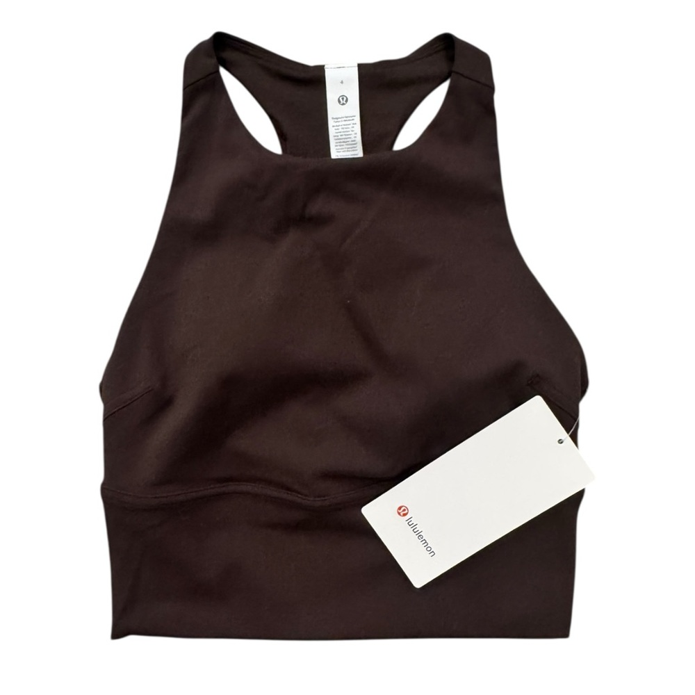 lululemon Logo Elastic Everlux Shelf Tank Bra Espresso / Bone - Picture 4 of 6